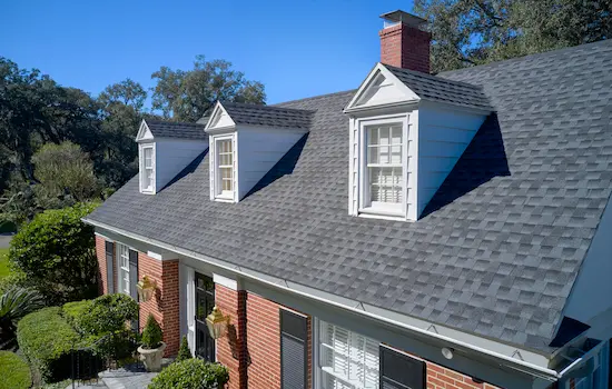 A house with a roof that has been painted black.